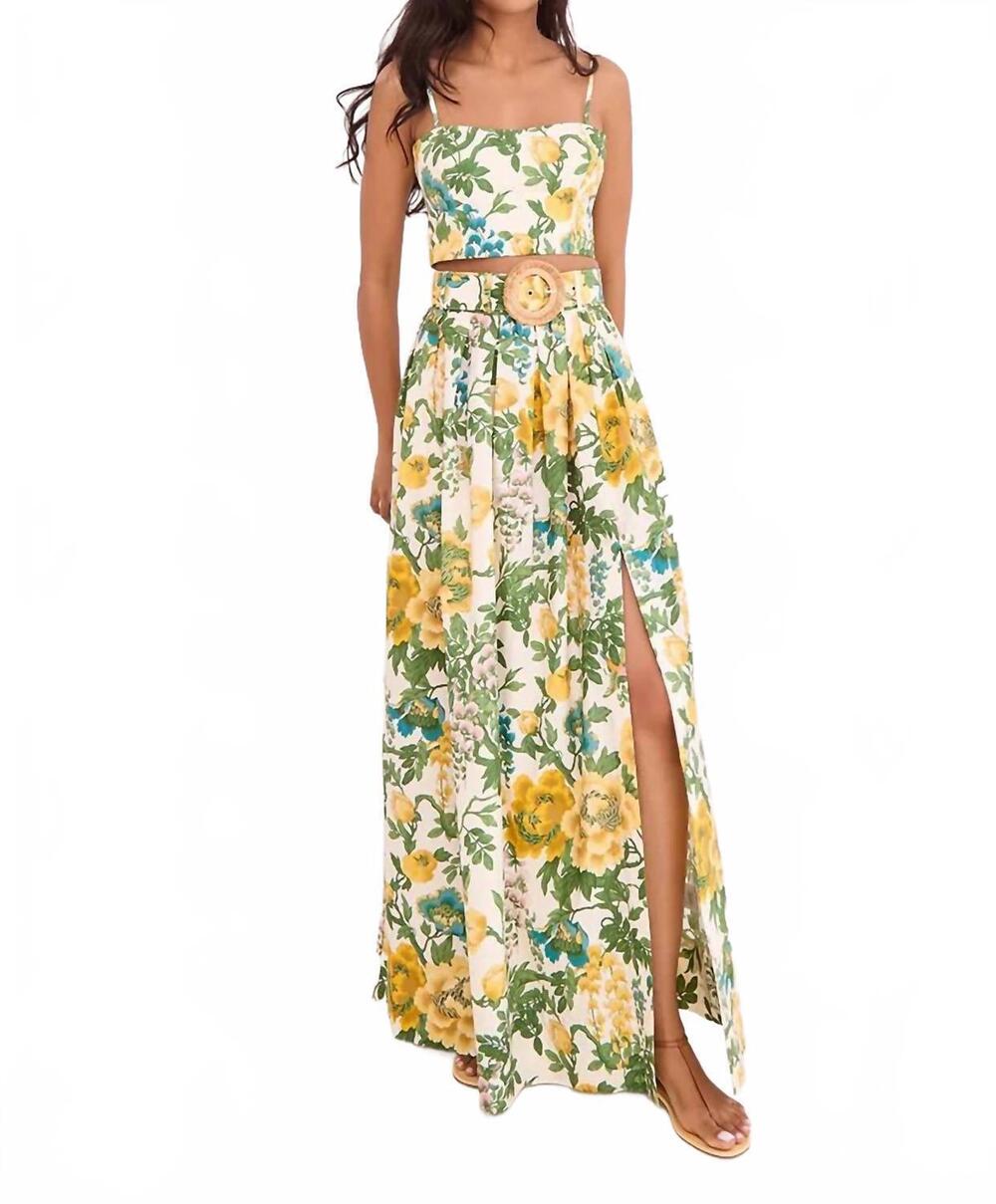 NEW CARA CARA greenfield maxi skirt in flora meadow ivory